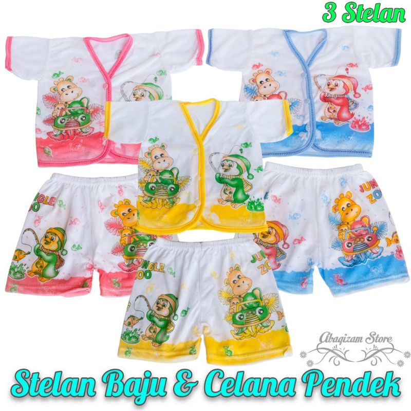 3 Set setelan baju Lengan pendek bayi dan celana pendek bayi