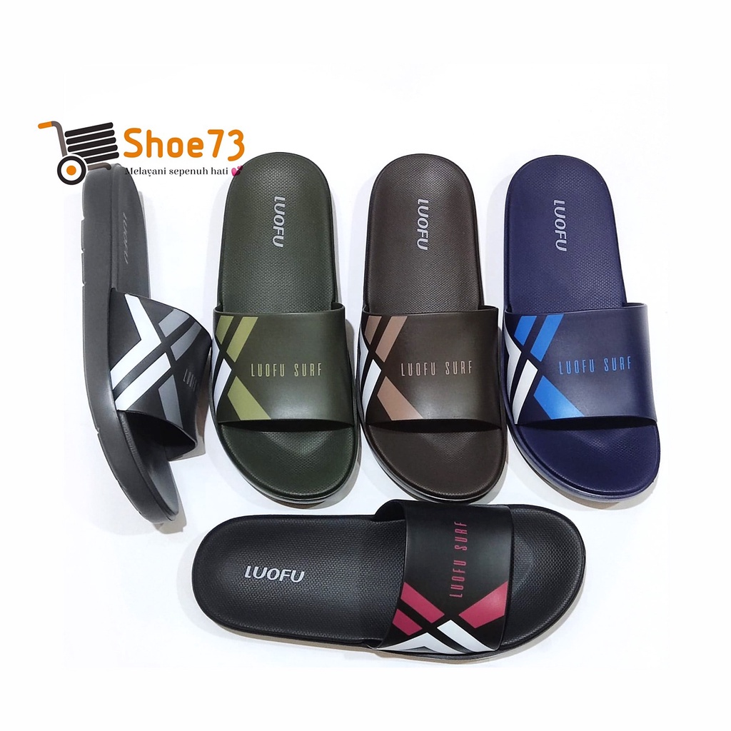LUOFU E 7172 - E146 SIZE 40-44 ORIGINAL l Sandal Selop jelly pria l Sendal kokop cowok impor