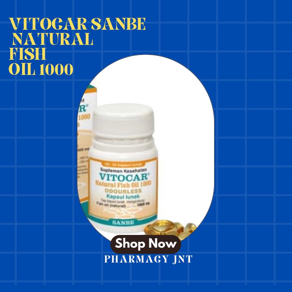 VITOCAR NATURAL SANBE FISH OIL ISI 30 1000 MG / MINYAK IKAN HALAL TANPA BAU