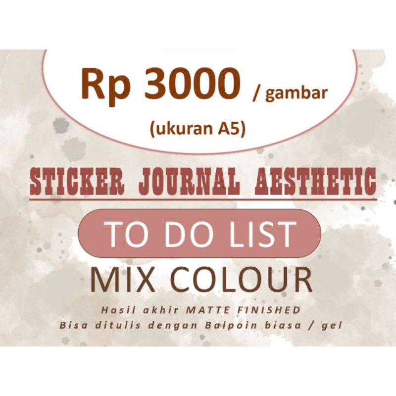 

STICKER JOURNAL – TO DO LIST – MIX COLOUR (M101) Untuk Binder, Notebook, Planner