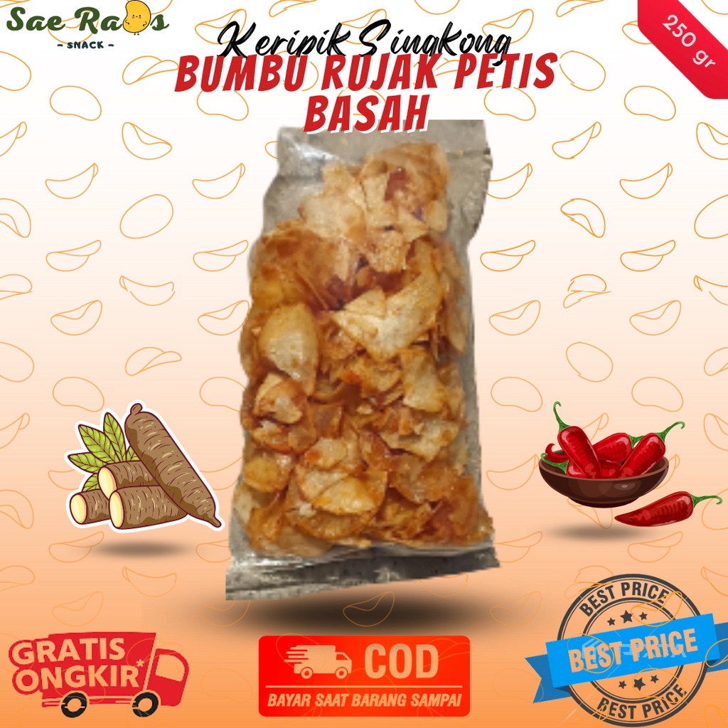 

Keripik singkong bumbu rujak lengket pedas manis 250 gram