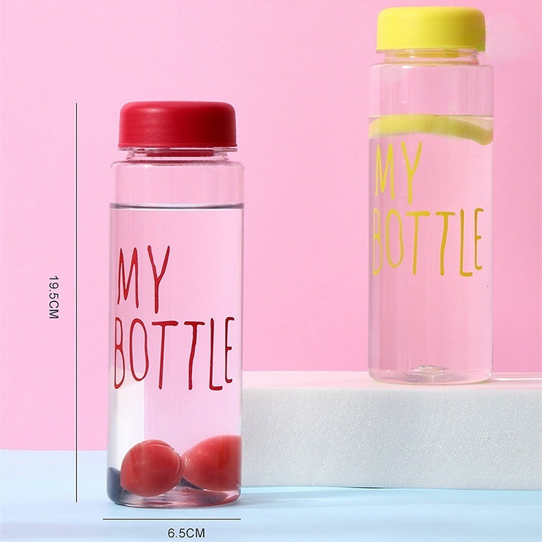 500ml My Bottle Tumbler Botol Air Tahan Panas Anti Bocor Olahraga Portable Botol Transparan Dengan Tas