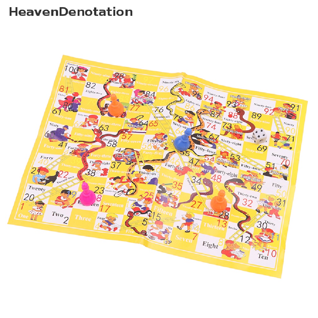 [HeavenDenotation] 2set Tangga Ular Edukasi Mainan Anak Portable Desktop Checkers Catur HDV