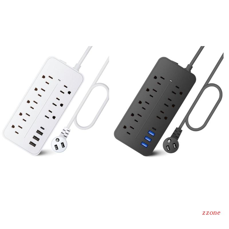 Zzz Power Strip Wall Outlet Surge Protector Stop Kontak 8xAC 3x Port USB &amp; Port Tipe-C