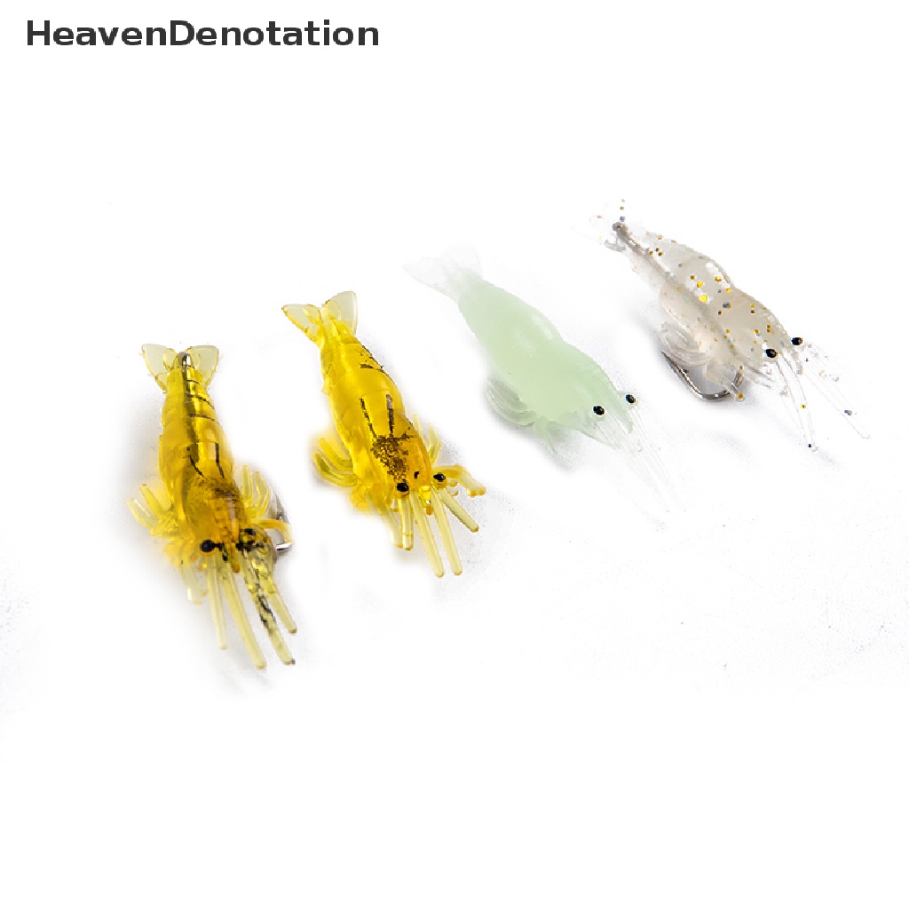 [HeavenDenotation] 10pcs 4cm Cacing Umpan Udang Lembut Buatan Untuk Memancing Umpan Hook Engkol Umpan HDV