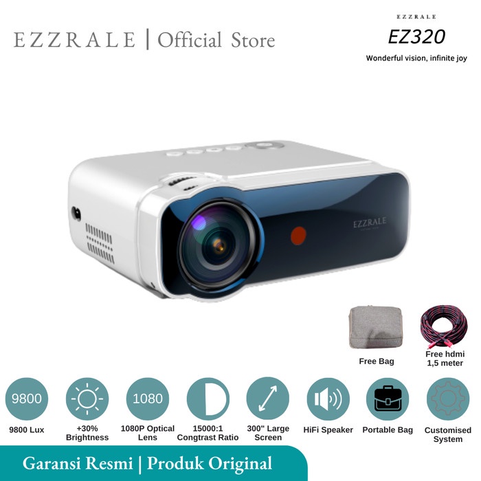 [[JNT COD]] Ezzrale EZ300 Proyektor Youtube Koala Miracast Version 2900 Lumens - EZ320