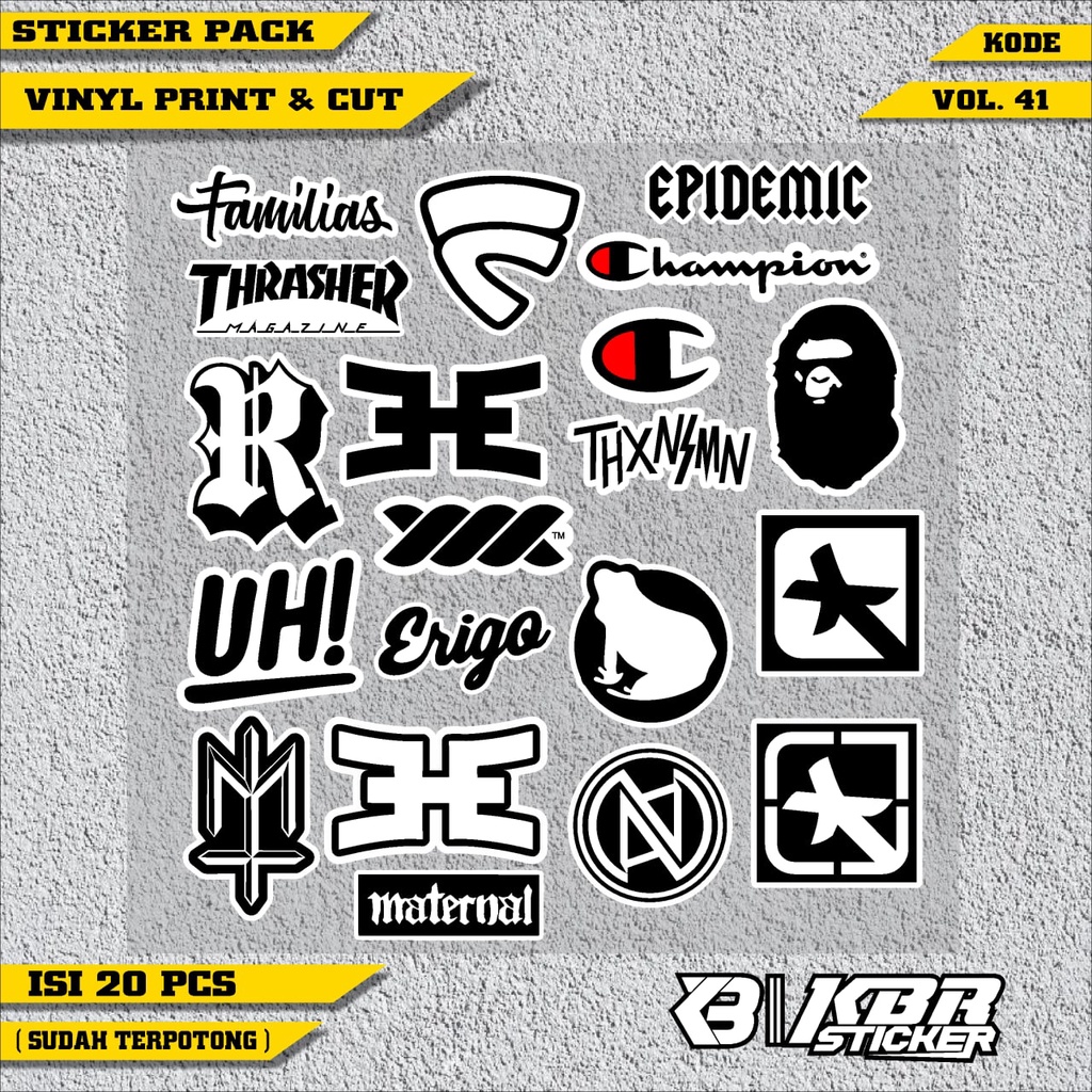

(COD) Stiker brand distro sticker pack brand logo sticker racing stiker aesthethic isi 20 pcs kode 41