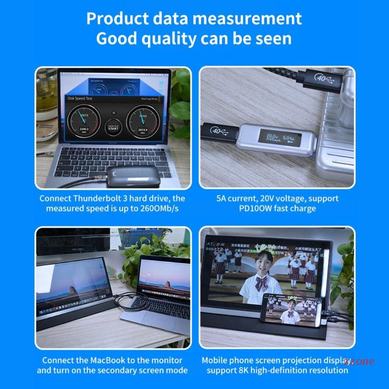 Zzz Kabel Transfer Data USB4 USB C Cable USB C to USB C PD100W Kabel Cas USB4 Extension Cable 8K @ 60hz Kabel Display