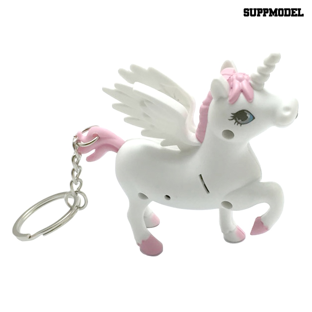 [SM] Unicorn Keyring Holder Gantungan Kunci Kuda Lampu LED Suara Desain Kartun Hadiah