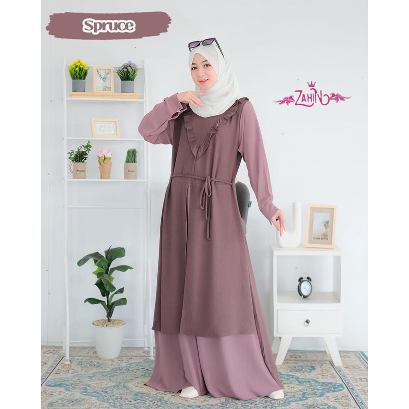 MERONA-GAMIS CRINKLE NIKIA DRESS ORIGINAL ZAHIN 2LAYER/gamis ruffle dada/gamis zahin lebaran