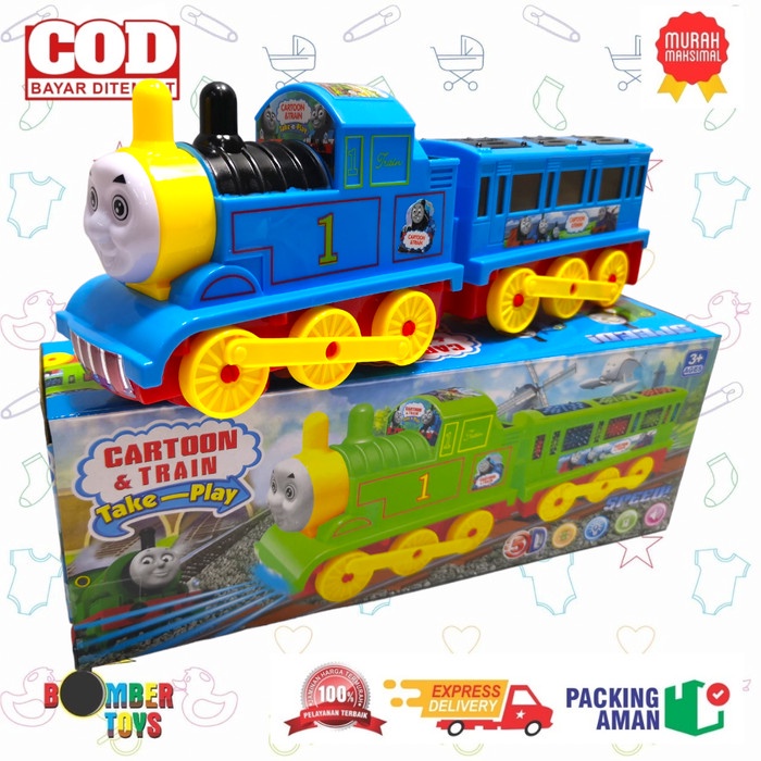 MAINAN ANAK KERETA API GERBONG TRAIN BATERAI JALAN LAMPU 3d KADO UNIK