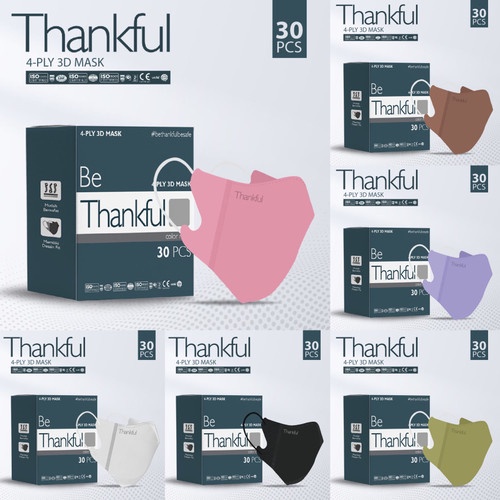 Thankful Mask 4 PLY 3D Mask / Masker Thankful 4 ply 3D BOX