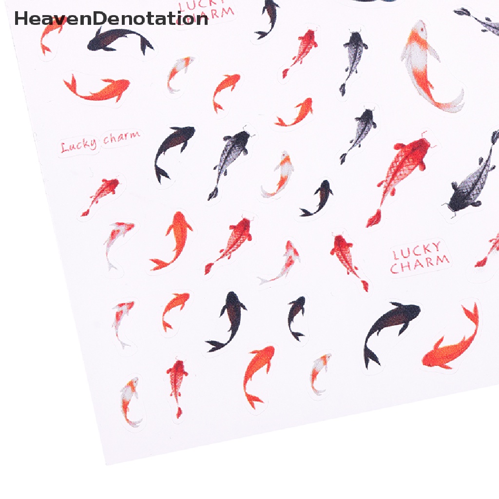 [HeavenDenotation] Ikan Koi Merah Ikan Mas 5D Stiker Kuku Tulisan 3D Stiker Kuku Cina Decal HDV