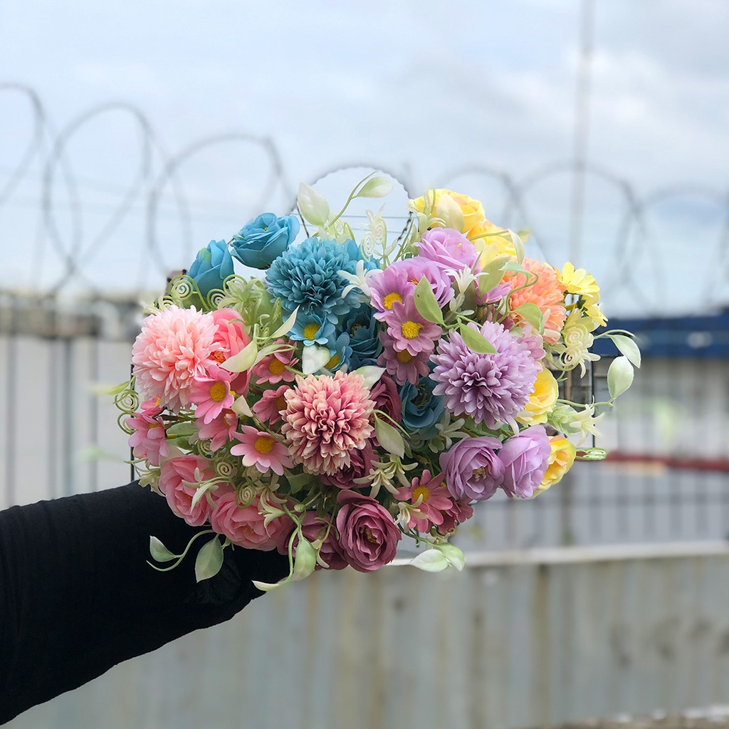 Bunga Hydrangea Hias Bunga Tangkai Buket Plastik Ornamen Pajangan Dekorasi Rumah Artificial Flower Satu7an PBP148