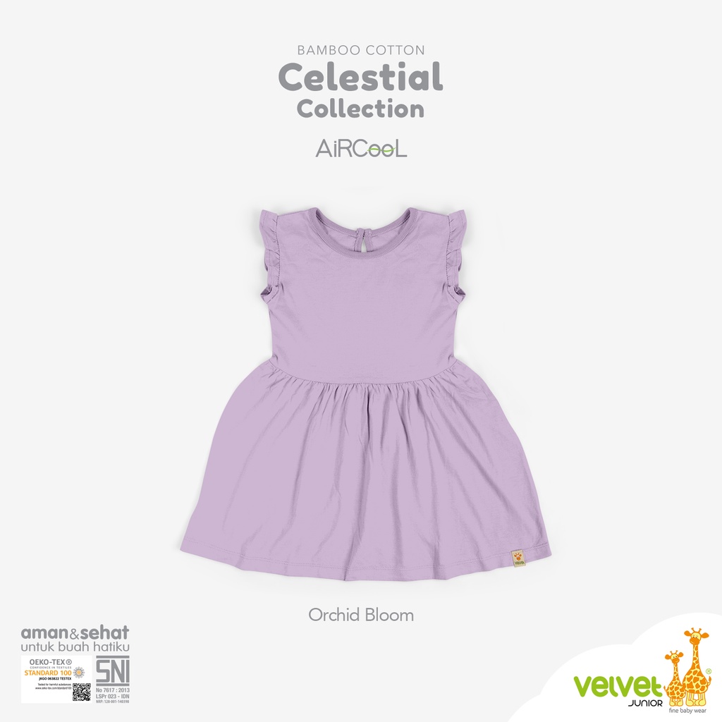 Velvet Junior Baju Anak Celestial Collection Dress Pendek - Dress Lengan Ruffle Celestial 5 Series