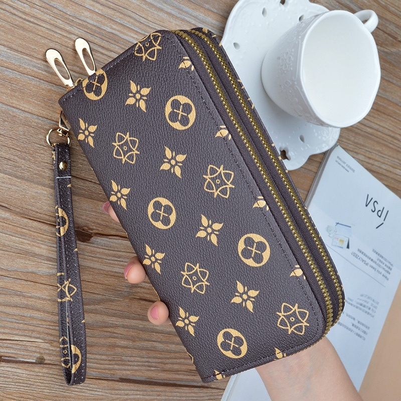 DOMPET PANJANG WANITA PREMIUM 2 RESLETING KULIT COKLAT WALLA WA638B7 IMPORT KOREA MUAT HP SLOT KARTU KOIN BRANDED REMAJA KEKINIAN SIMPLE FASHION BATAM LUCU