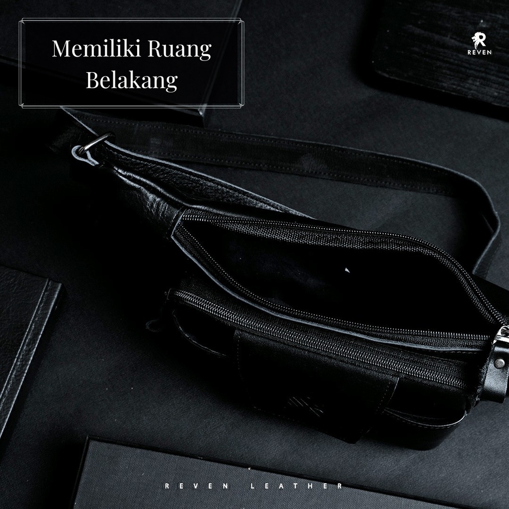 Tas Selempang Pria Kekinian Mode Motorbike Slingbag 100% Original Kulit Sapi Asli Outdoor Activity Fashion Cowok - MAHAMERU WAISTBAG