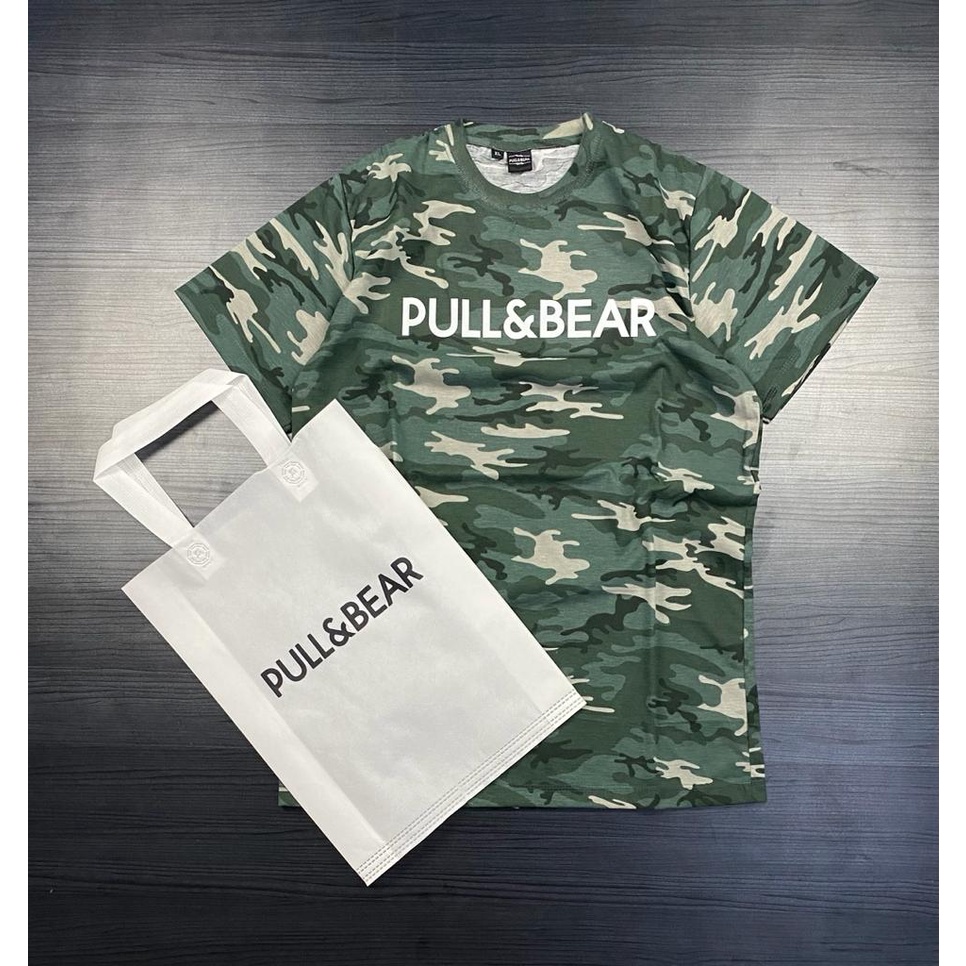 kaos t-shirt pull & bear loreng sablon