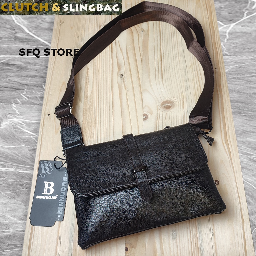 Tas Selempang Plus Handbag Kulit Binnuobag Man Sling Bag PU Leather Impor Premium