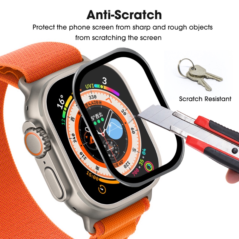 Metal Bezel Film HD Watch Screen Protection Aksesoris Smartwatch Screen Film Tempered Glass Film Perlindungan Kompatibel Dengan IPhone Watch Ultra 49mm