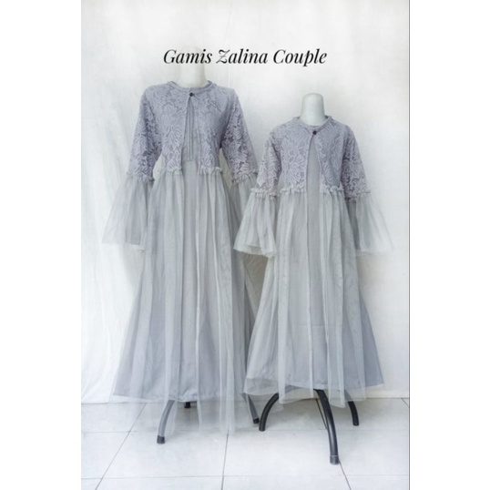 gamis zalina abu-abu/gamis couple ibu dan anak/gamis couple mom kid/gamis couple family/gamis lebaran keluarga