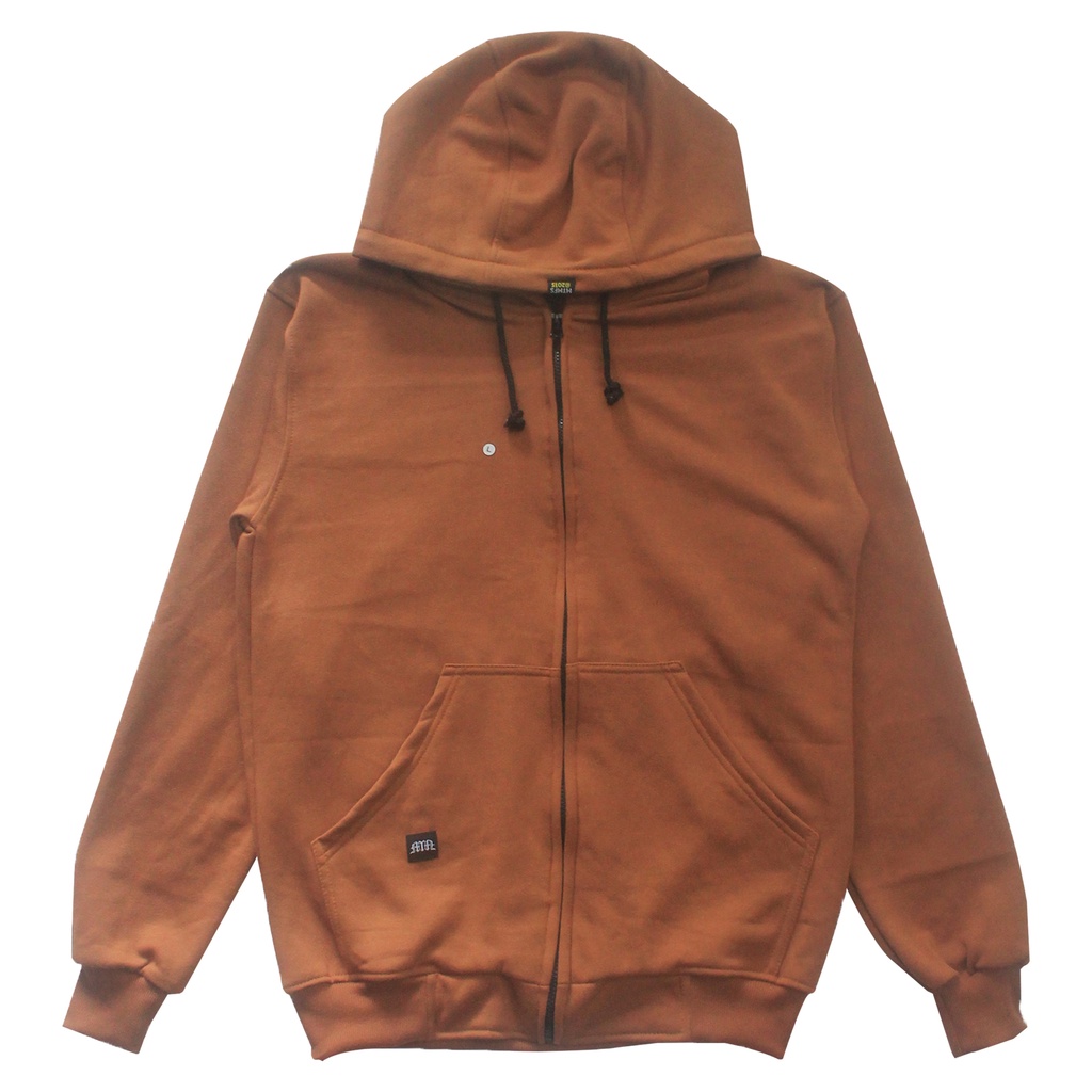 Metamorfosis Clothing - Zipper Hoodie Polos Brown Cotton Fleece / Jaket Cokelat Gelap / Simpel / Bra
