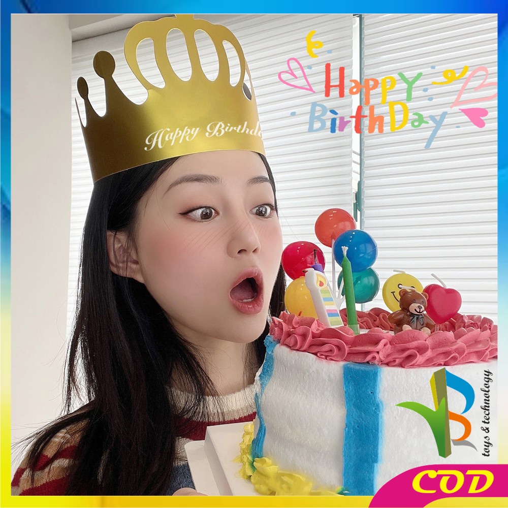 RB-C790 Topi Anak Ulang Tahun Kertas Bentuk Mahkota / Crown Happy Birthday Party Hat Topi Kertas HBD Dekorasi Pesta