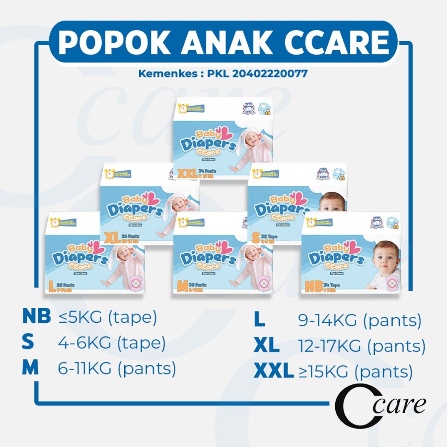 Popok bayi ccare NB34 untuk bayi berat 5kg