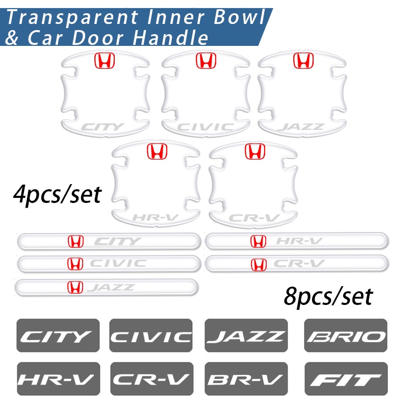 Cover Pelindung Gagang Pintu Mobil HONDA Inner Bowl Anti Gores Stiker Untuk City Civic Brio Jazz Fit BR-V CR-V HRV HR-V CRV Accord Aksesoris