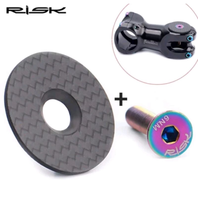 Risk Top Cap Carbon Baut Titanium Tutup Baut Stem Sepeda Cover Headset Sepeda 28.6mm