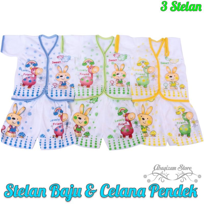 3 Set setelan baju Lengan pendek bayi dan celana pendek bayi