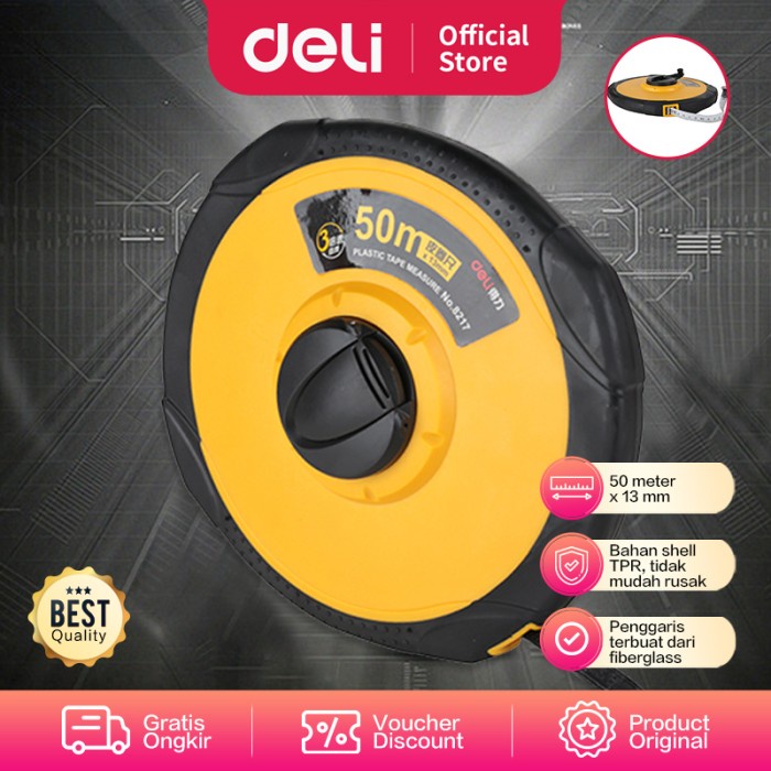 Terlaris Deli Measuring Tape / Meteran Gulung / Meteran Kain 50 Meter 8217