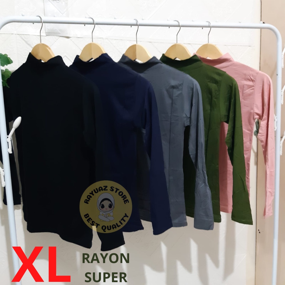 Manset Baju Wanita Lengan Panjang Kerah Tinggi Turtleneck Rayon super
