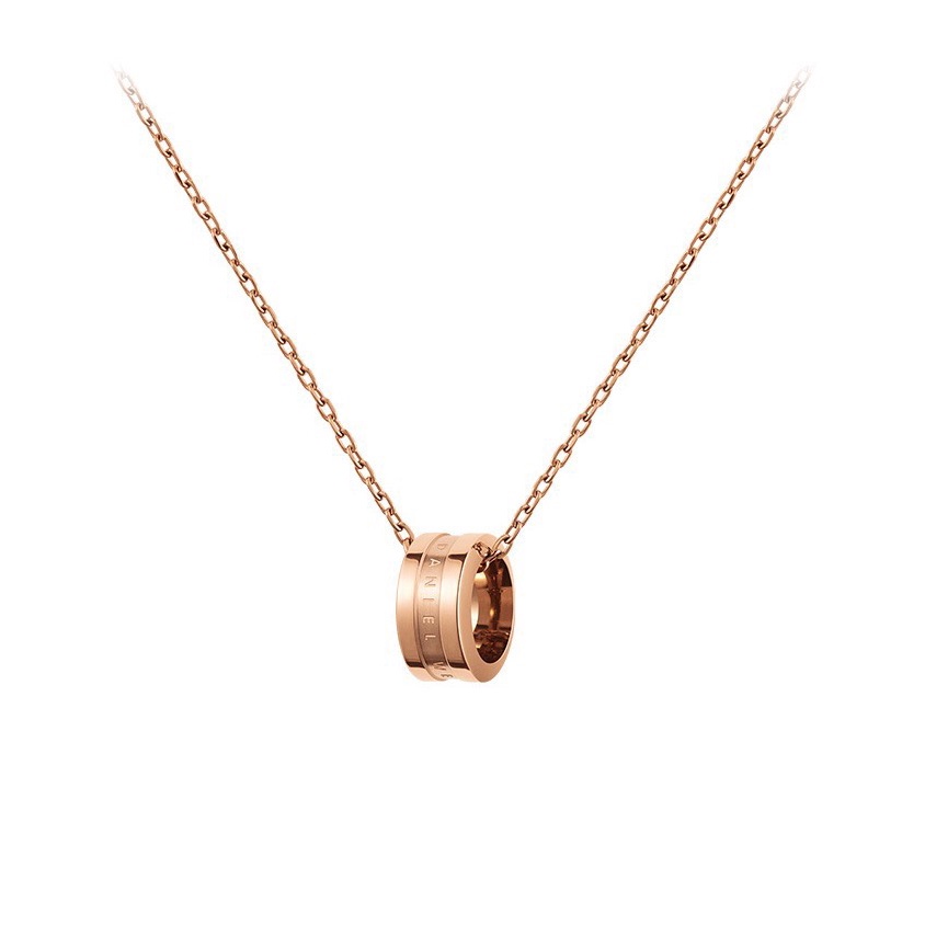 Kalung Dengan Liontin Cincin Kecil | Kalung Rose Gold 18k | Kalung Bahan Stainless Steel | Kalung Bahan Titanium Steel | Hadiah Valentine Ulang Tahun Tahan Air Non Alergi Untuk Unisex