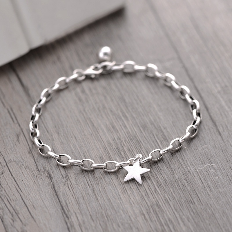 Gelang Bahan Sterling Silver 925 Desain Bintang Gaya Korea Untuk Pasangan