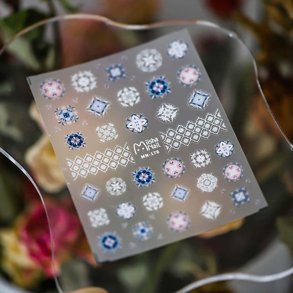 AUGUSTINA Agustina Bohemia Stiker Kuku Warna-Warni Pola Tidak Teratur Gaya Bohemia Self Adhesive Nail Art Dekorasi
