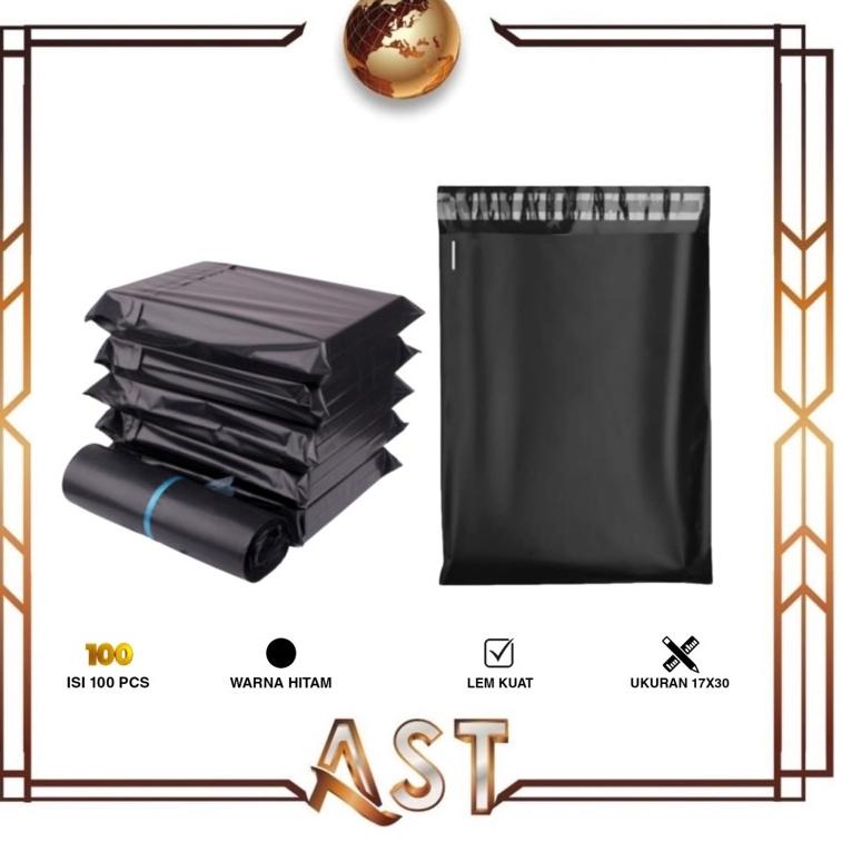 

U35 Kantong Plastik Polymailer 15x24 / 17X30 isi 100pcs HD Plastik Packing Tebal Polymer Hitam Lem putih Olshop isi 100 lembar Tebal TERBARU ⇩