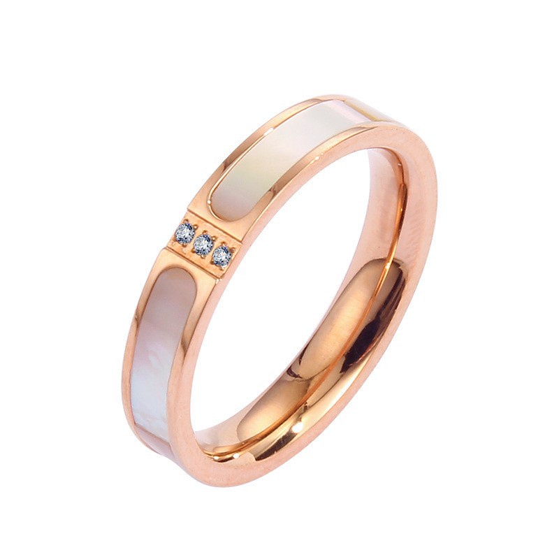 Cincin Berlian Mutiara Putih Rose Gold 18K Anti Alergi Untuk Pasangan