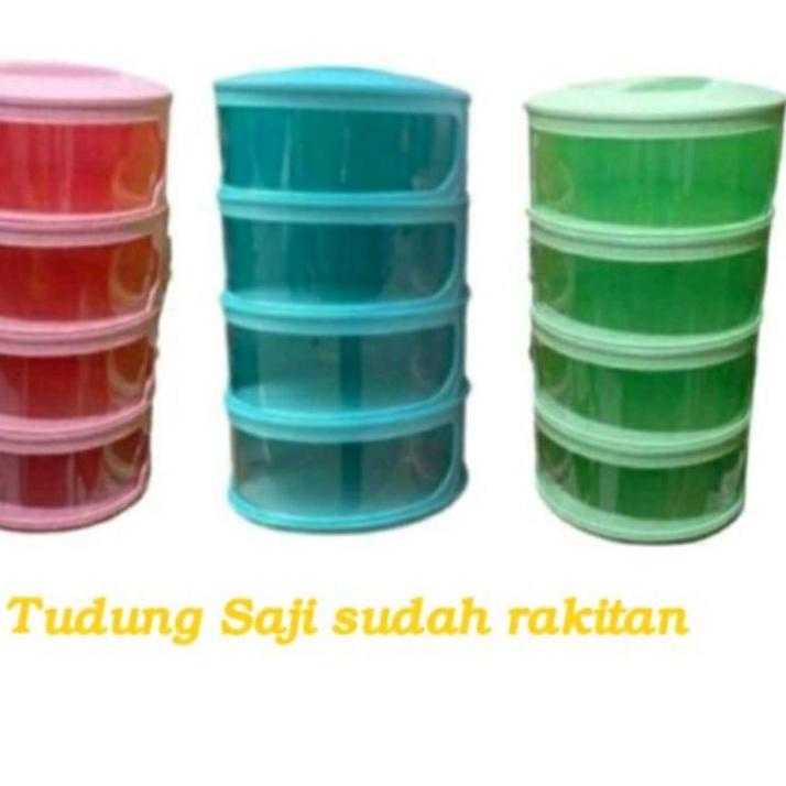 QC  PASS✔️-Tudung saji 4 susun rakitan serbaguna 4 layer multifungsi warna putih biru pink hijau ung