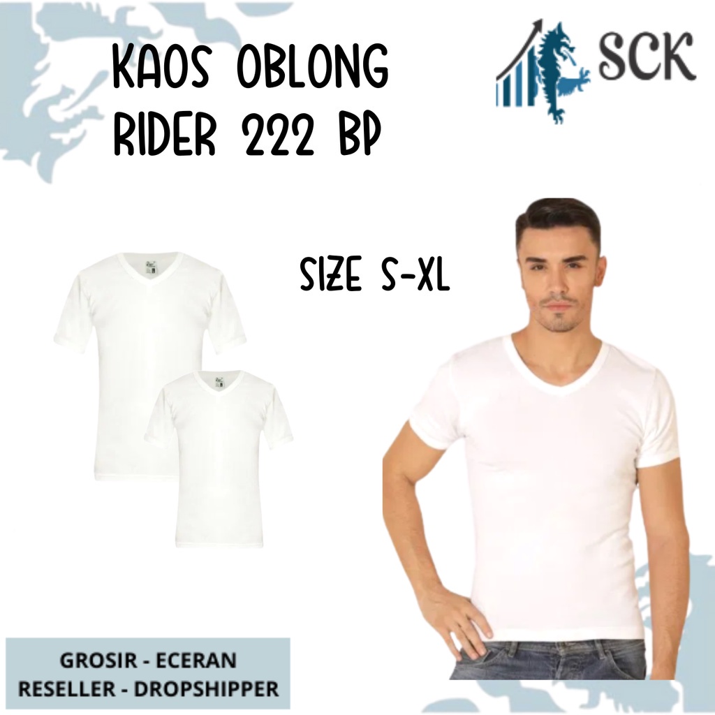 Kaos Dalam RIDER 222 WARNA PUTIH KRAH V / Blong T-Shirt Lifestyle / Oblong R222BP V-Neck - sckmenwear GROSIR