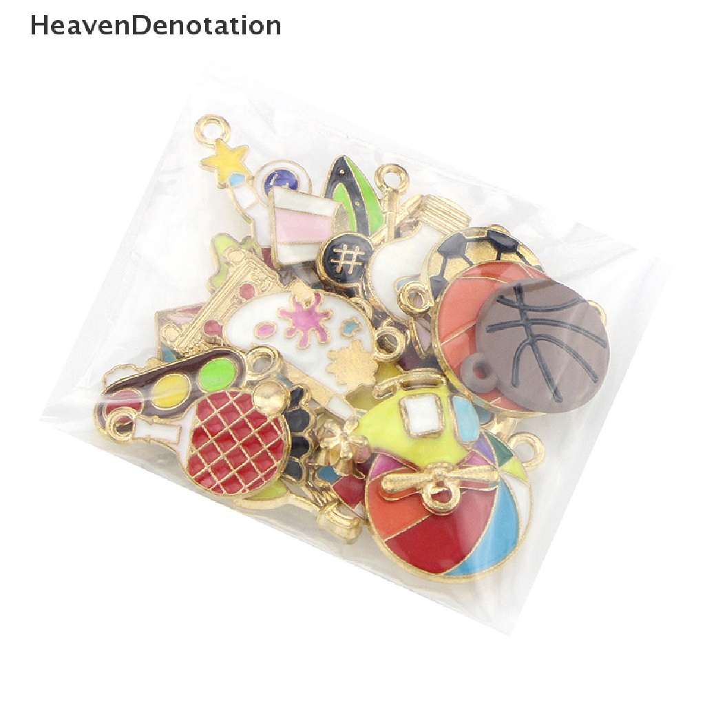 [HeavenDenotation] 25pcs/set Mix Olahraga Basket Astronot Enamel Ch Liontin Untuk DIY Gelang Kalung Membuat Perhiasan Aksesoris HDV