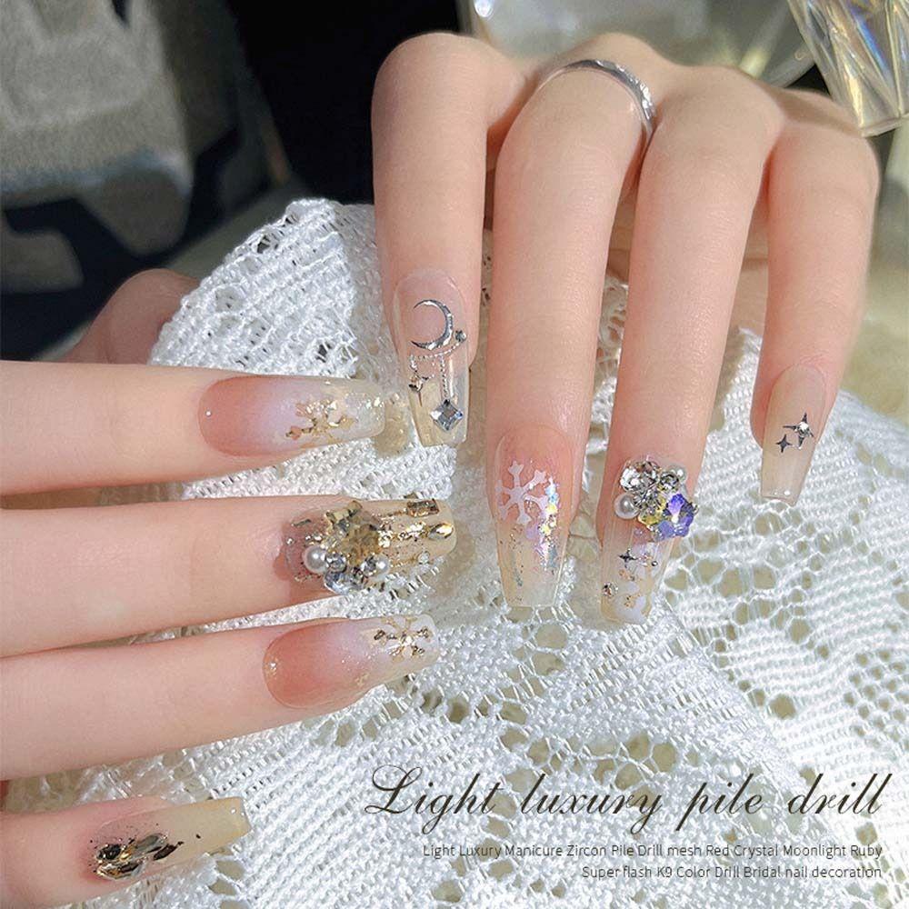 Agustina Kuku Berlian Imitasi Wanita Fashion Manicure Aksesoris Jepang Nail Art Aurora Nail Drills Diprofilkan Bor 3D Nail Art Drills