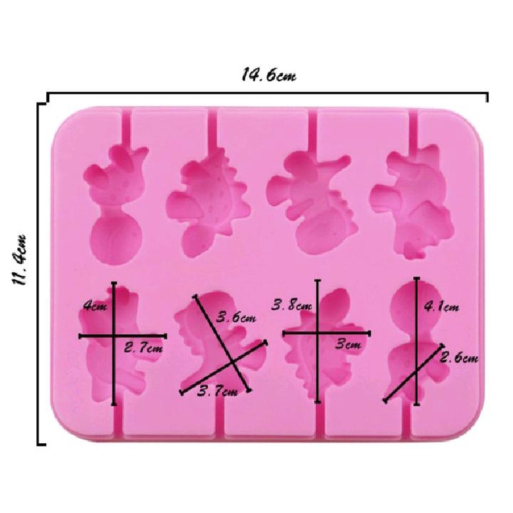 Cetakan Silikon Coklat Permen Es Batu Bentuk Dino Lucu Cetakan Coklat Penghias Kue Cetakan Stik 8 Lubang Mold Silikon