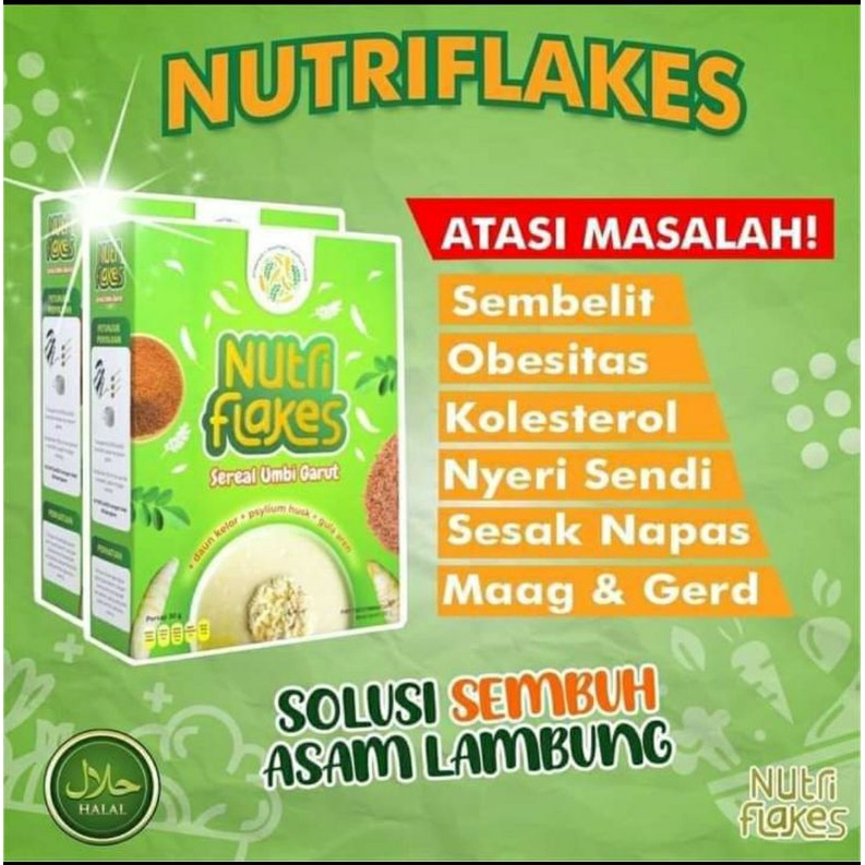 

NUTRIFLAKES PAKET HEMAT 1 BULAN 4 BOX SEREAL UMBI GARUT ATASI ASAM LAMBUNG
