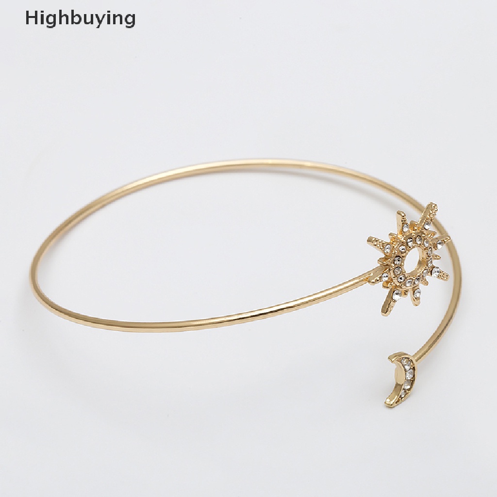 Hbid Simple Trendy Zirkon Berlian Imitasi Bintang Bulan Lengan Atas Manset Gelang Lengan Rantai Glory