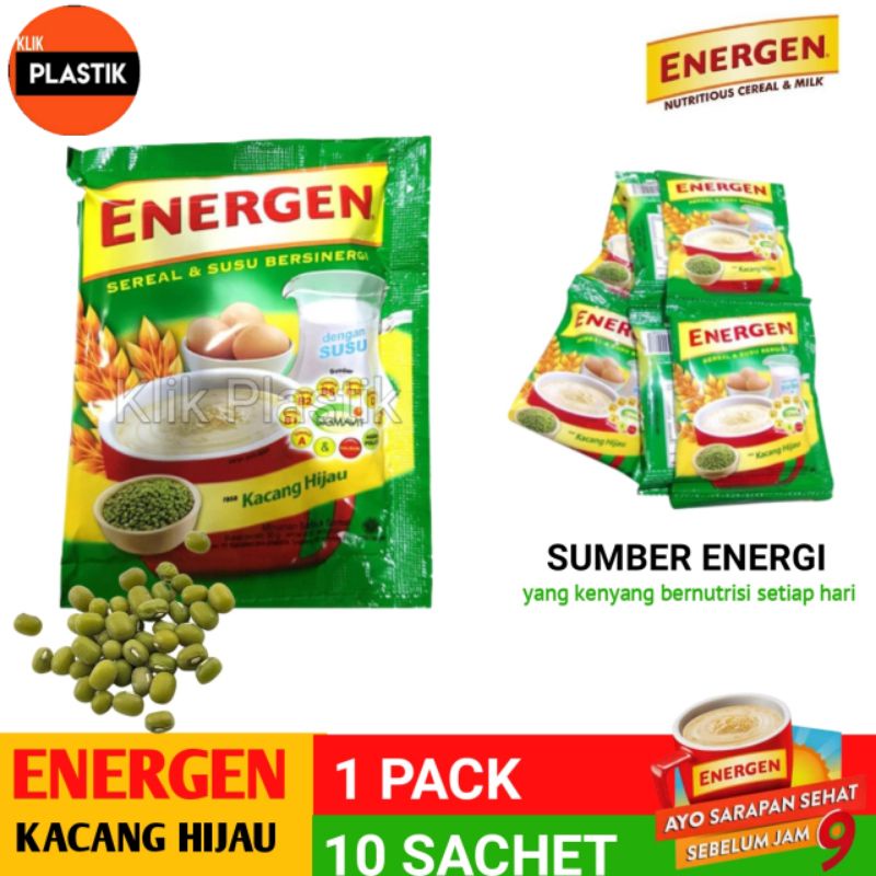 

Energen Kacang Hijau 35gram (10 sachet) sereal susu sarapan 1 Renceng isi 10