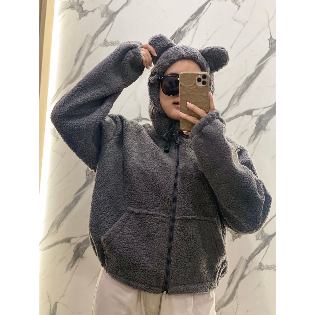 Bear Hoodie Jacket Oversize Korean Style Jaket Sherva