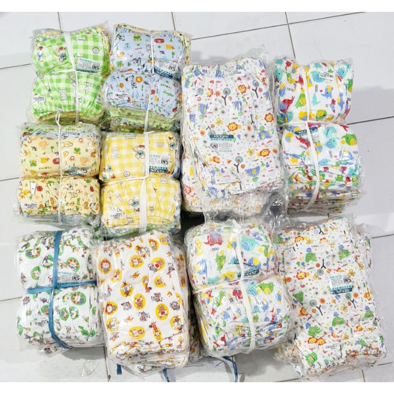 6 PCS RIDGES  Celana Pendek Cotton Motif Random Usia 0-2 Tahun