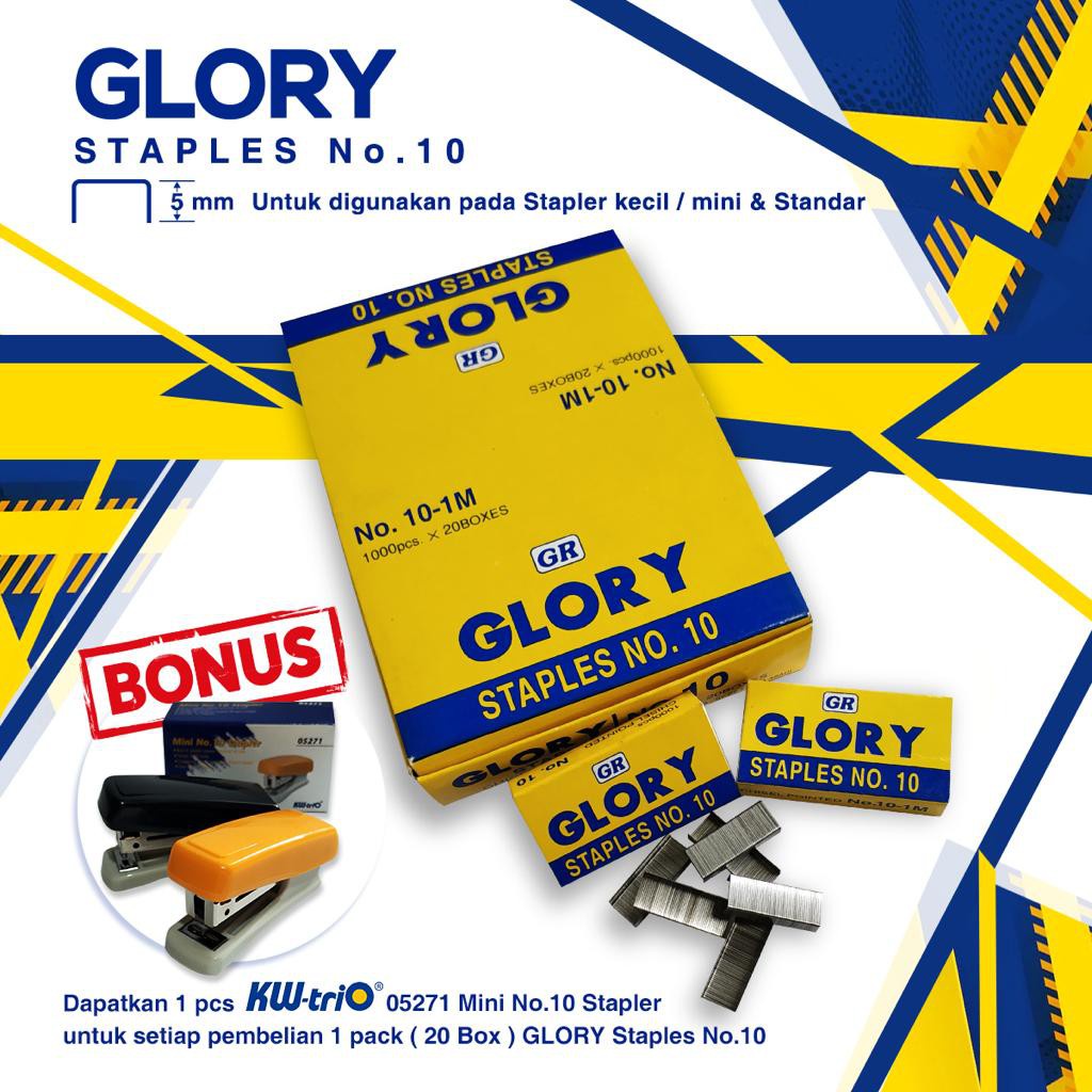 

1Box Refill Stapler No.10 Merk Glory Isi 1000pcs Staples Hekter