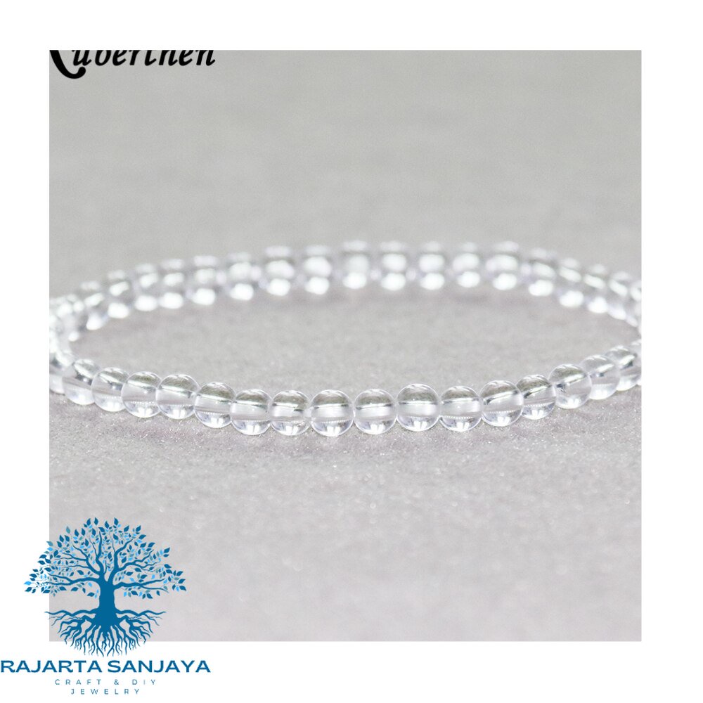 Gelang Clear Quartz Bracelet 4 mm White Crystal Stone Beads Bracelet Mini Gemstone Energy Bracelet